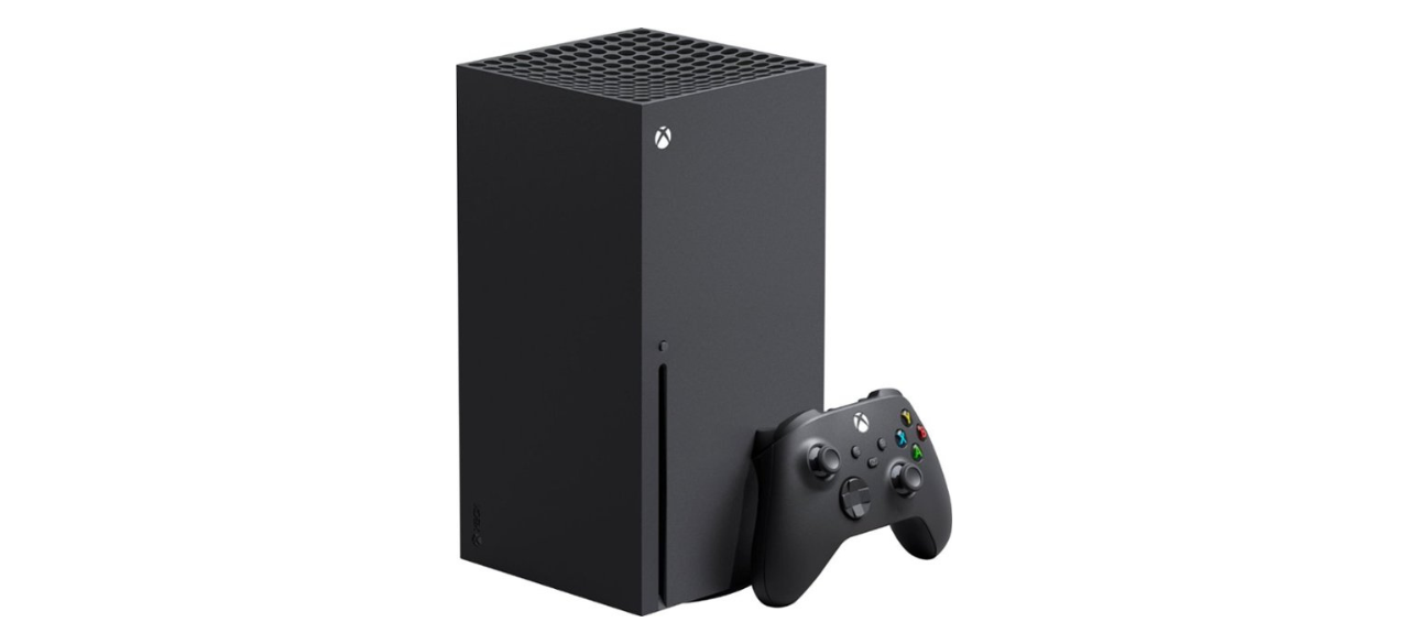 Xbox Series X with controller on white background