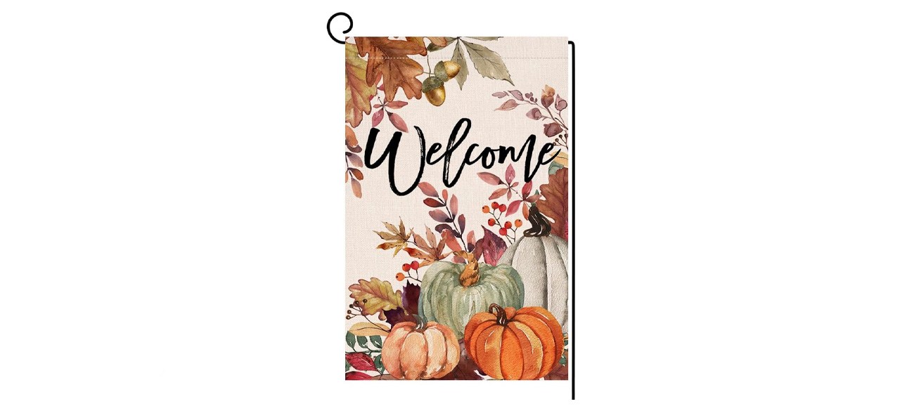 BLKWHT Fall Pumpkin Leaves Garden Flag