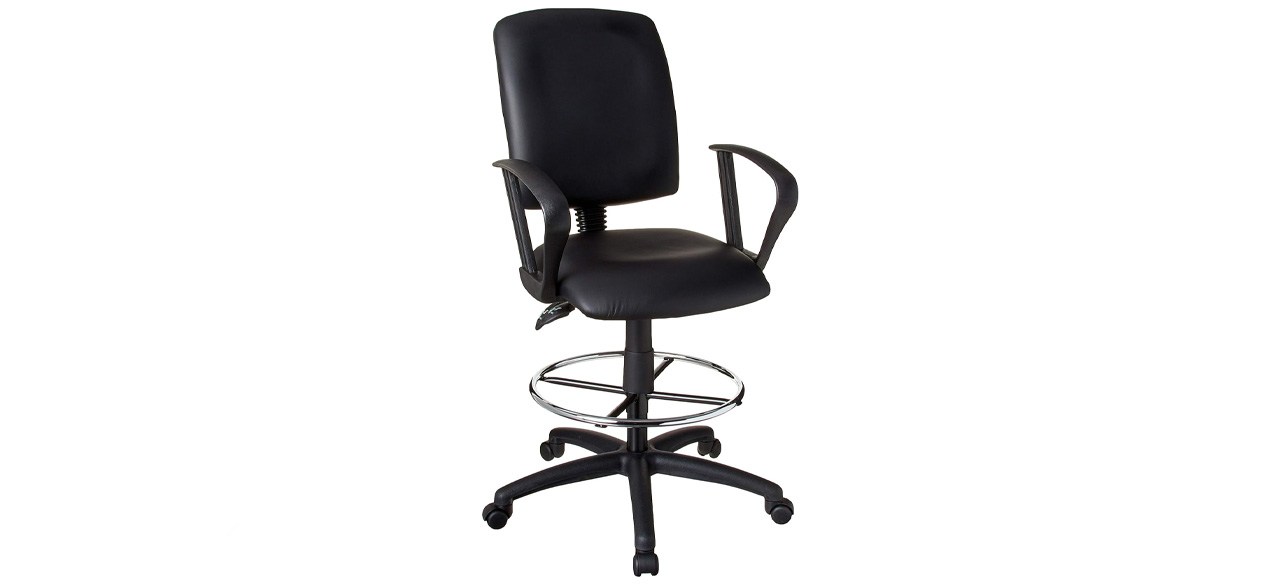 Boss Office Products Multi-Function LeatherPlus Drafting Stool