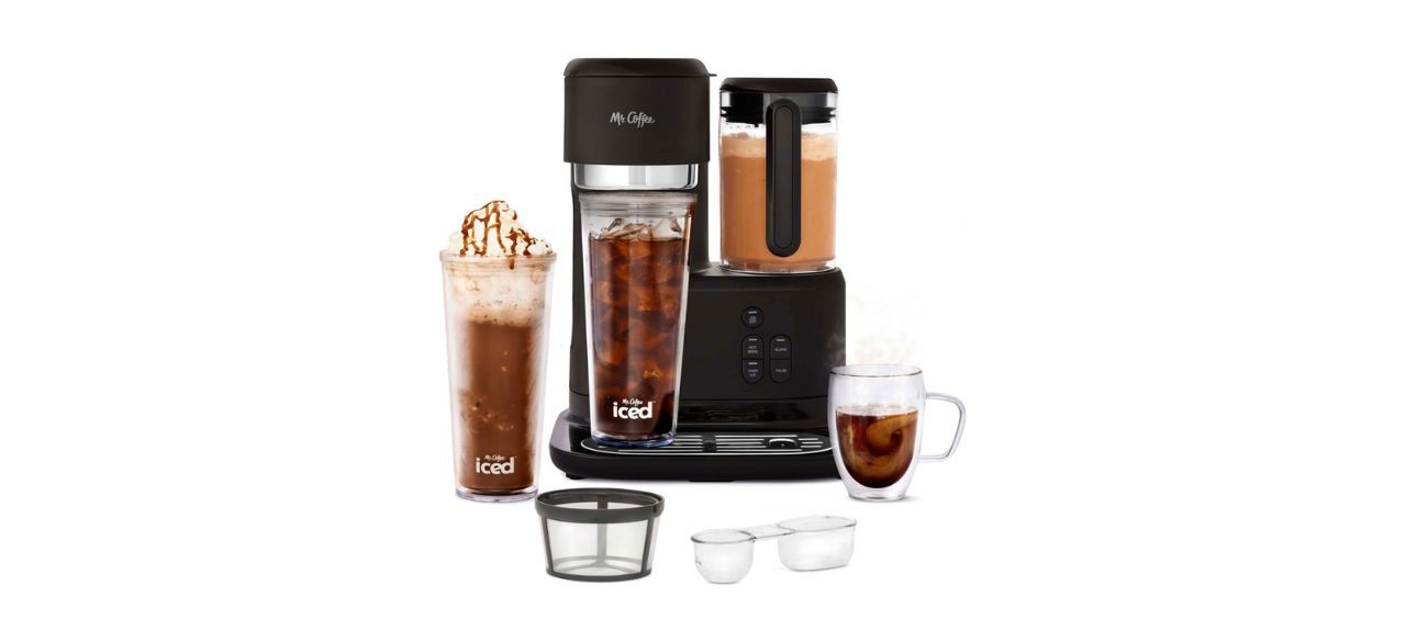 Mr. Coffee Frappe Single-Serve Iced and Hot Coffee Maker/Blender with iced and hot coffee drinks