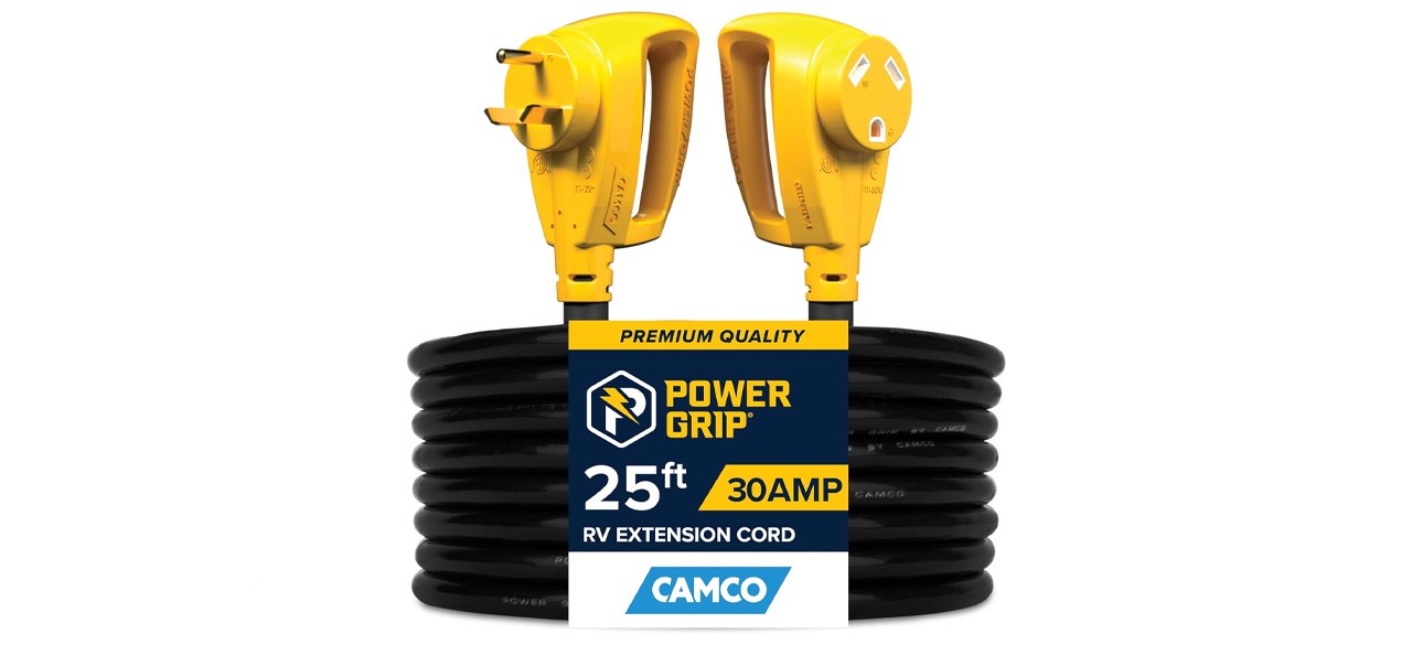 Camco (55191) 25' PowerGrip 30-Amp Extension Cord for RV and Auto