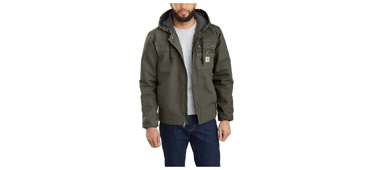Carhartt Men's Relaxed-Fit Washed-Duck Sherpa-Lined Utility Jacket