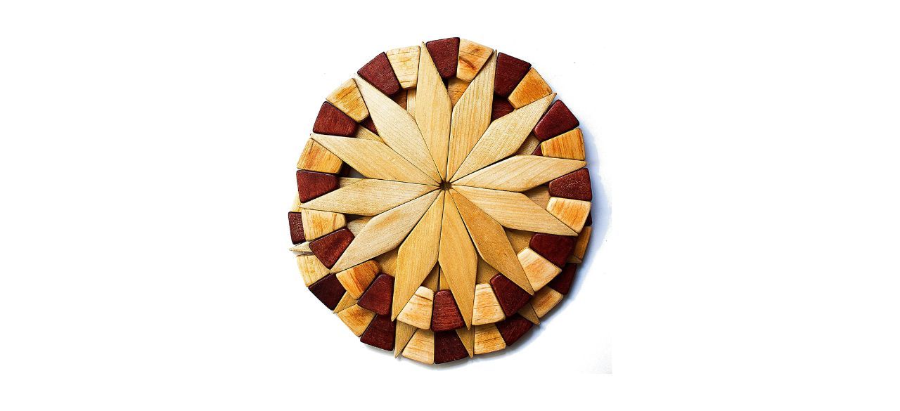 Best ECOSALL Natural Wood Trivets Set of Two, in 12-pointed starburst pattern