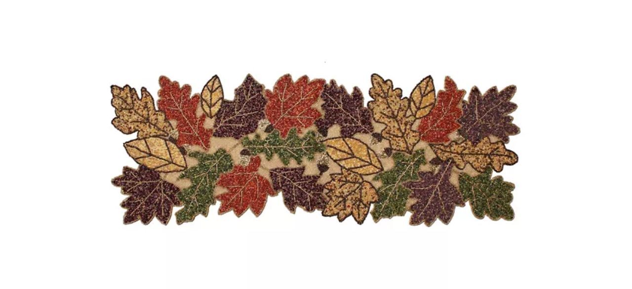 Best Celebrate Together Fall Beaded Leaves Table Runner