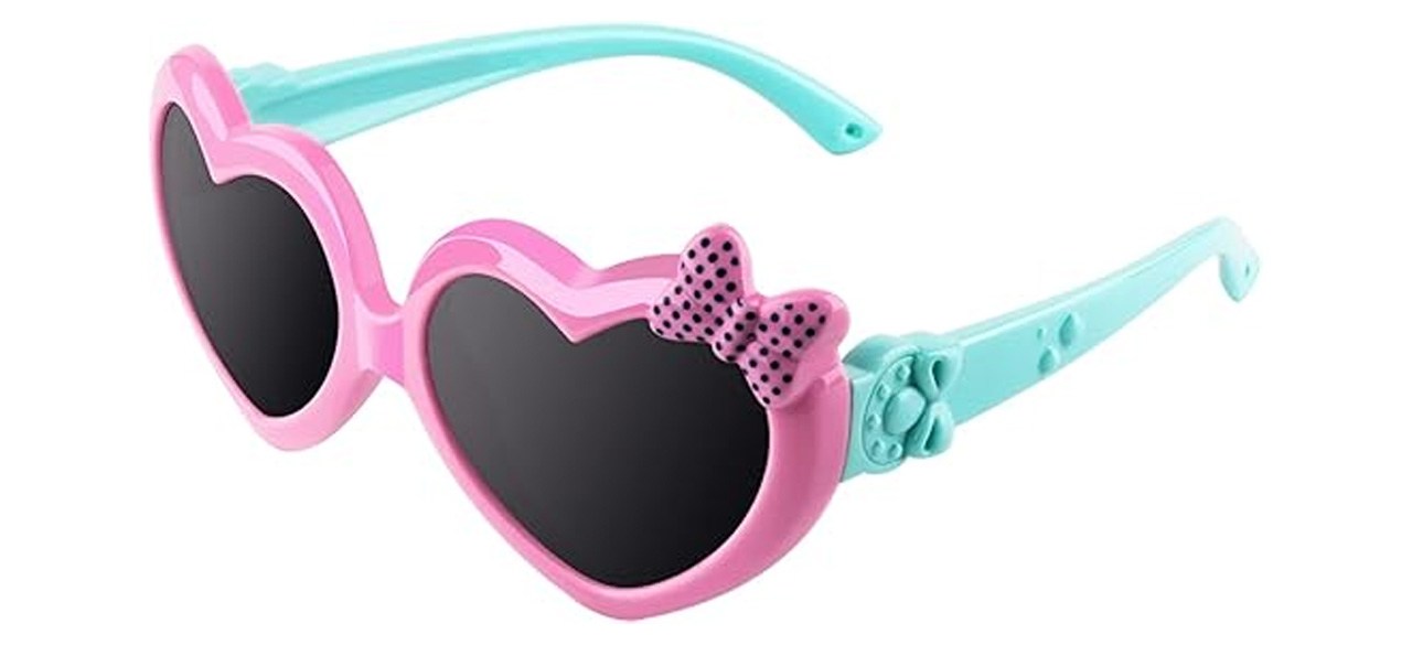 CGID Soft Rubber Kids Cute Heart Polarized Sunglasses