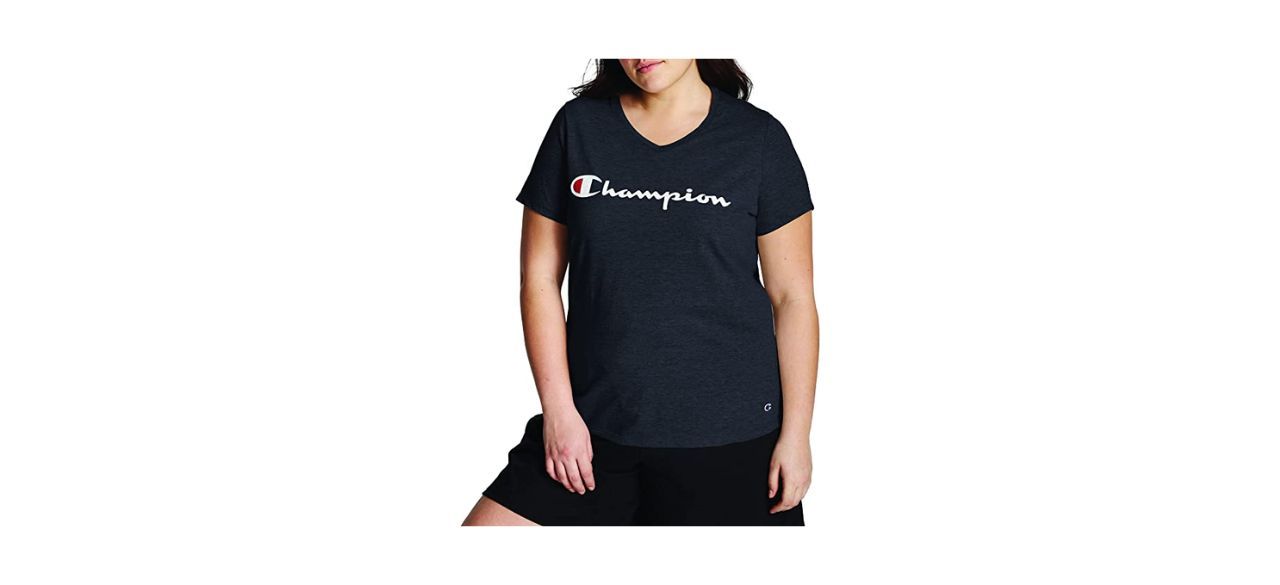 Best Champion Logo Double Dry Cotton V-Neck T-Shirt