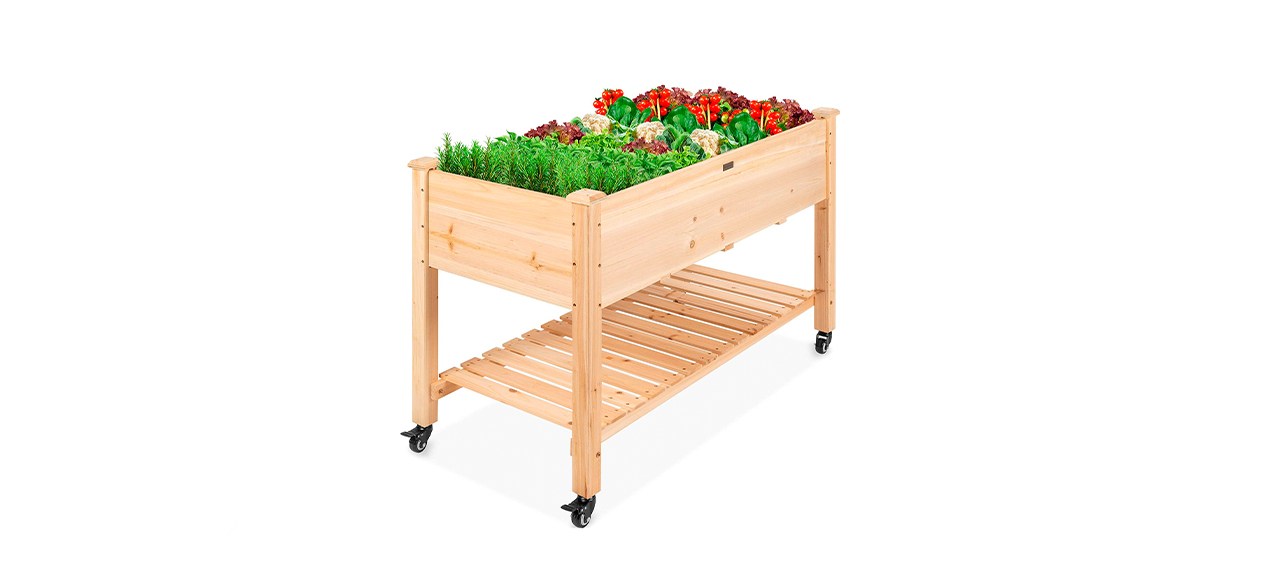 Best Choice Products 2- By 4-foot Elevated Rollabout Wood Planter