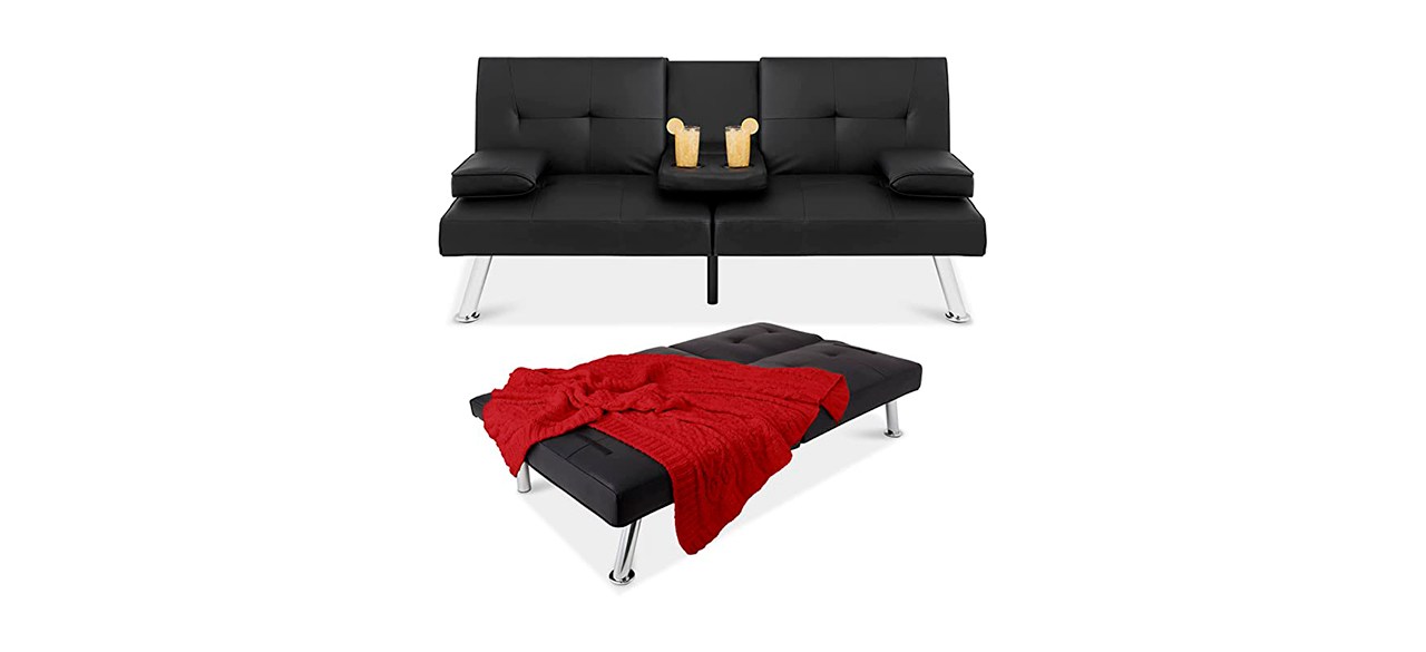 Best Choice Products Faux Leather Upholstered Modern Convertible Futon