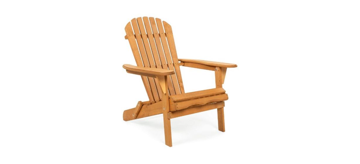 Best Choice Products Folding Adirondack Chair with Natural Finish