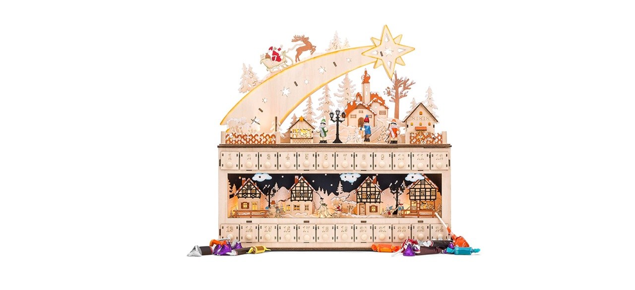 Best Choice Products Wooden Christmas Shooting Star Advent Calendar