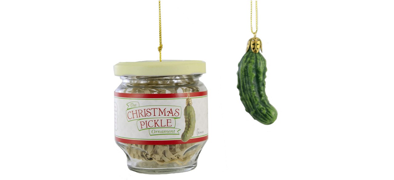 Best Holiday Traditions 2-Piece Exclusive Christmas Pickle and Decorated Glass Jar Hanging Ornament