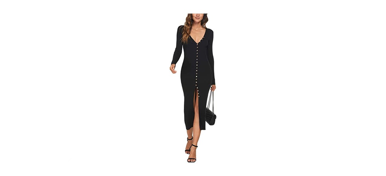 best Cmz2005 Women's Button Down Long Sleeve Bodycon Dress