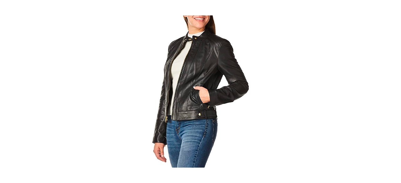 Best Cole Haan Women's Leather Racer Jacket