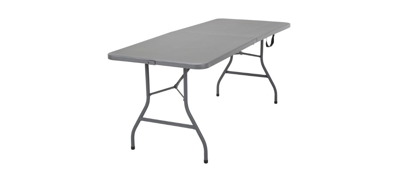 dark gray rectangular folding table on white background