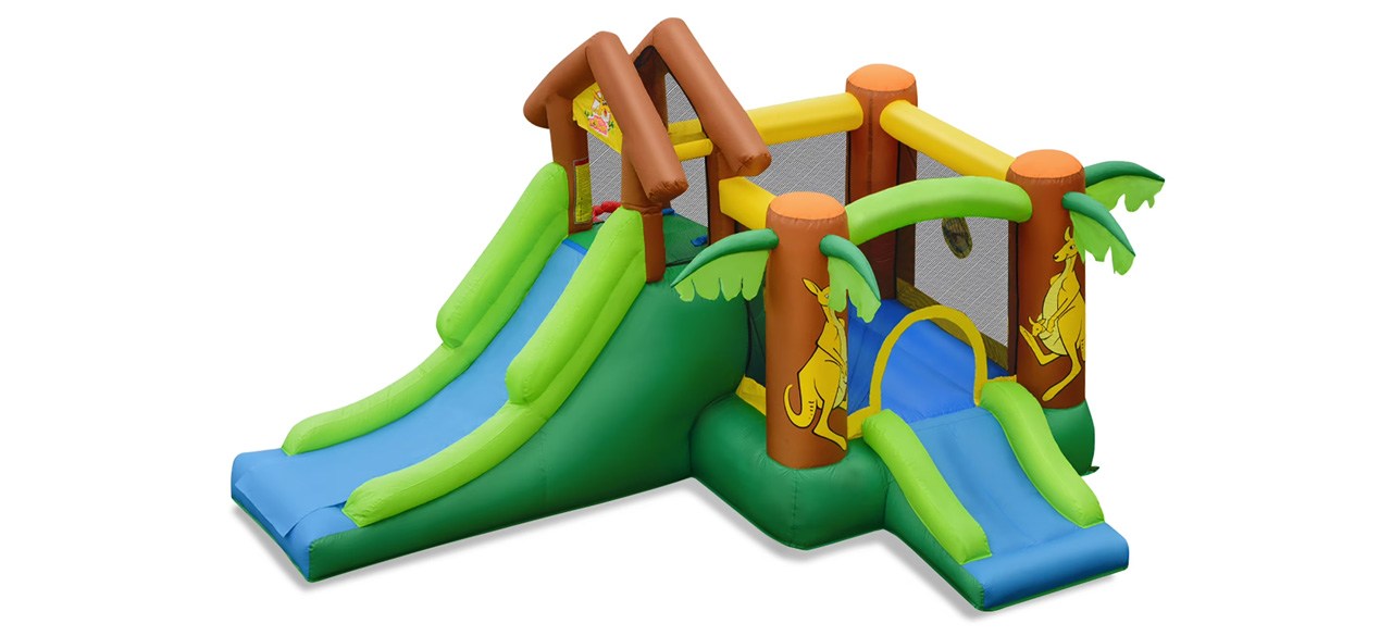 Costway Inflatable Jungle Bounce House Kids Dual Slide Jumping Castle