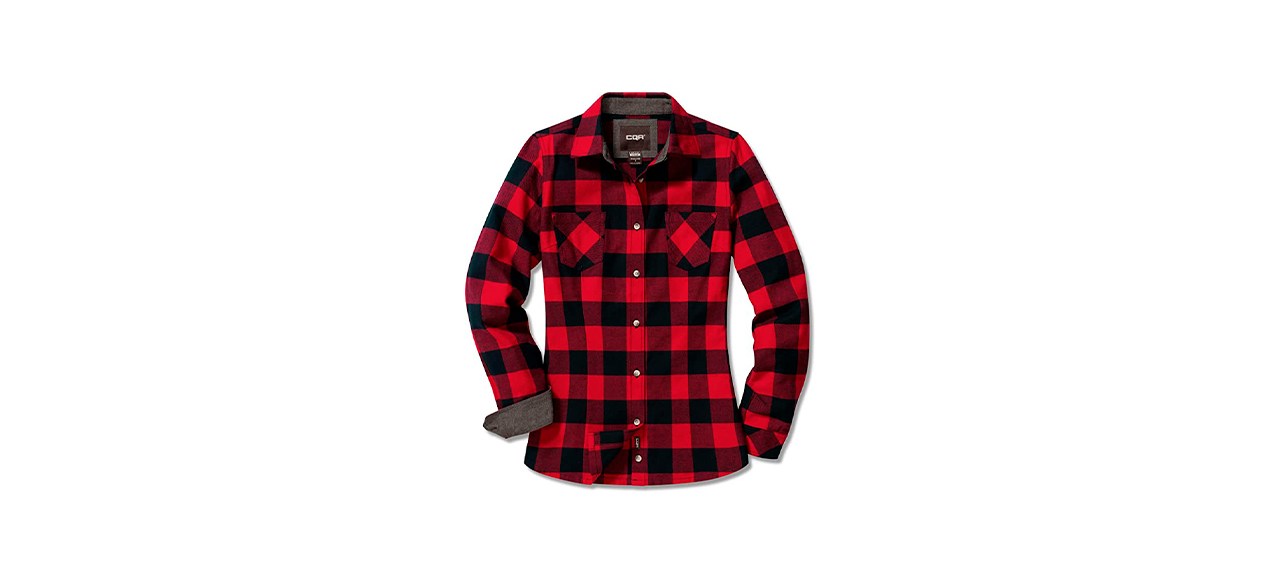 Best CQR Womens Plaid Flannel Long Sleeve Shirt