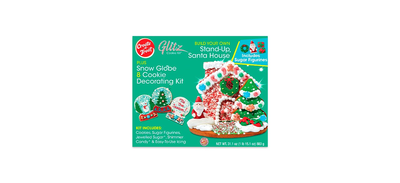 Best Create-a-Treat Glitz Gingerbread Stand-Up Santa House Kit and Holiday Snow Globe Decorating Kit