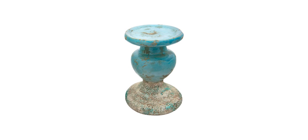Best Creative Co-op Distressed Blue Terracotta Pillar Candle Holder Best Creative Co-op Distressed Blue Terracotta Pillar Candle Holder