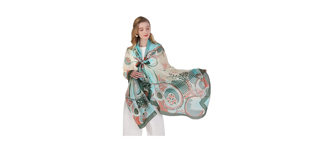 best Dana Xu Mulberry Satin Silk Floral Shawl