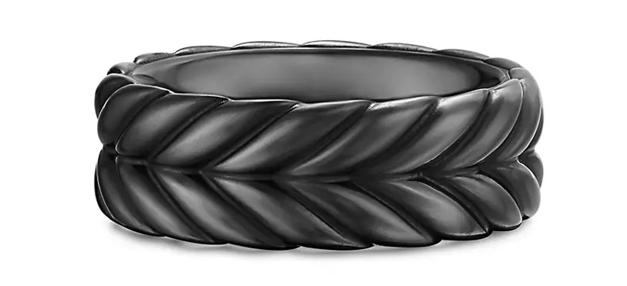 David Yurman Chevron Band Ring in Black Titanium, 9MM