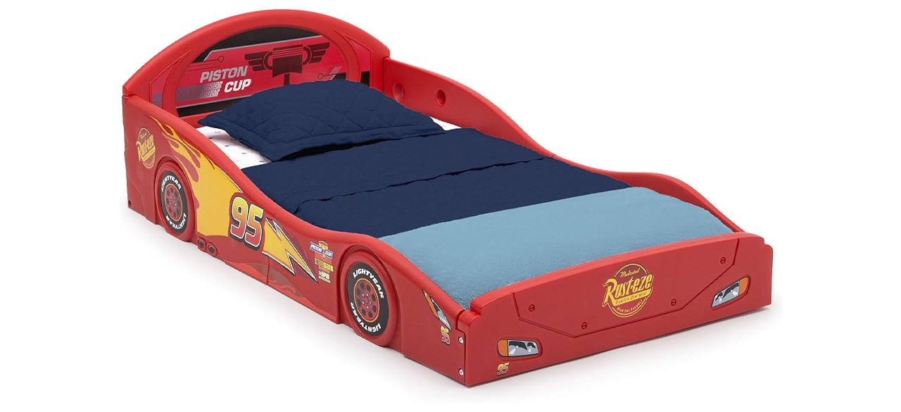 Delta Children One-Piece Lightning McQueen Toddler Bed with Guardrails