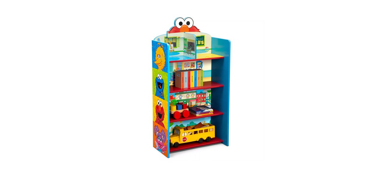 Best Delta Children Sesame Street Wooden Playhouse 4-Shelf Bookcase for Kids.webp