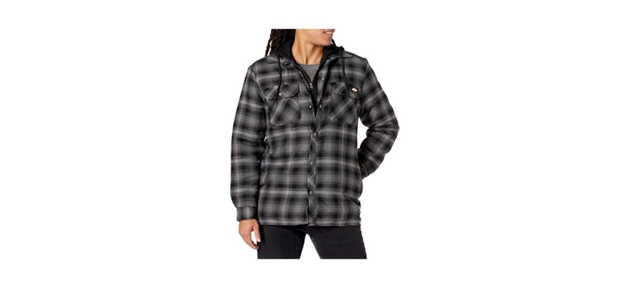 Dickies Men's Sherpa Lined Flannel Shirt Jacket with Hydroshield Ink Navy  Plaid 2X