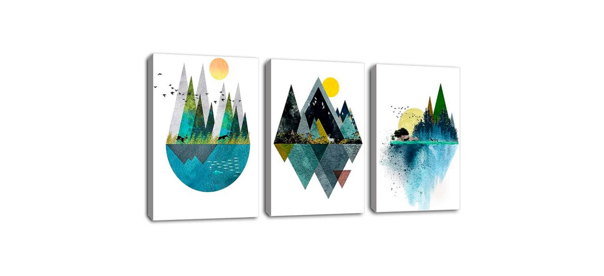 Best Dingdong Art Abstract Geometric Mountains Artwork Landscape Murals