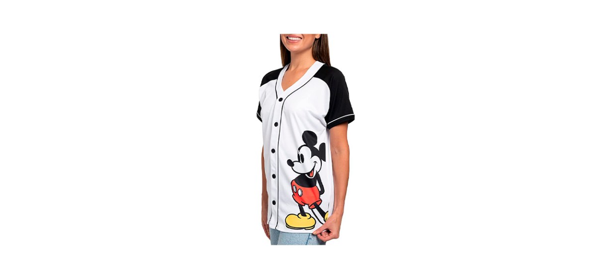 Best Disney Mickey Mouse Womens Button-Front Jersey Shirt Best Disney Mickey Mouse Womens Button-Front Jersey Shirt