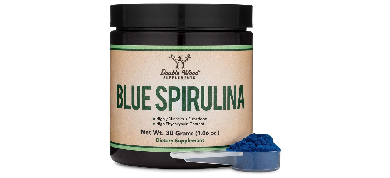 Suplementos de madera dobles en polvo de espirulina azul
