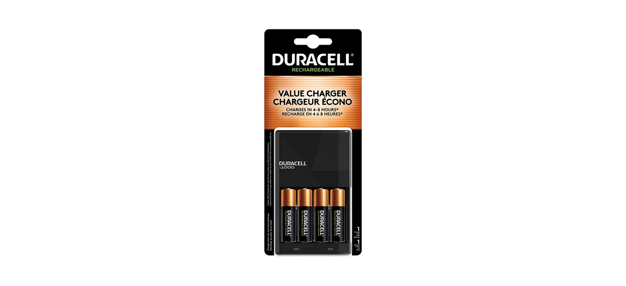 best Duracell - Ion Speed 1000 Battery Charger with 4 AA Batteries