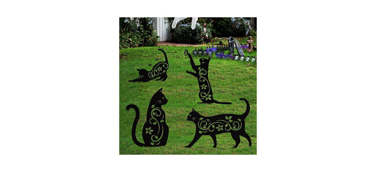 Best Elcoho Black Cat Silhouette Garden Statues