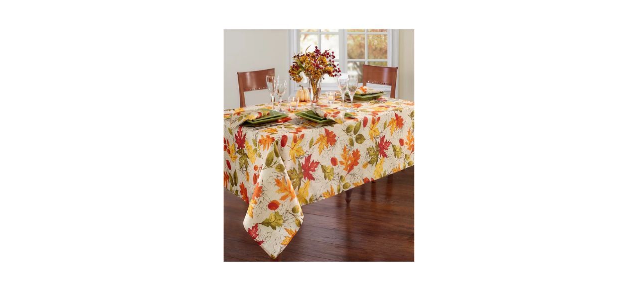 Best Elrene Autumn Leaves Fall Printed Tablecloth