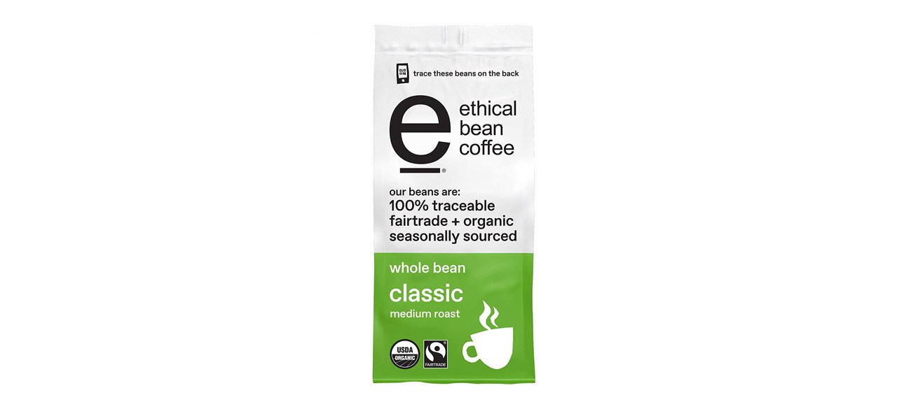 Best Ethical Bean Classic Medium Roast Whole Bean Coffee in green and white bag