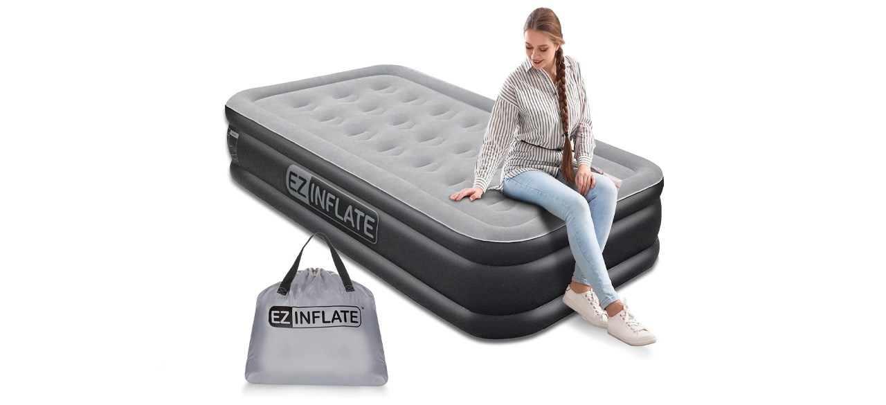 EZ INFLATE’s Double-High Luxury Twin Air Mattress with Built-In Pump