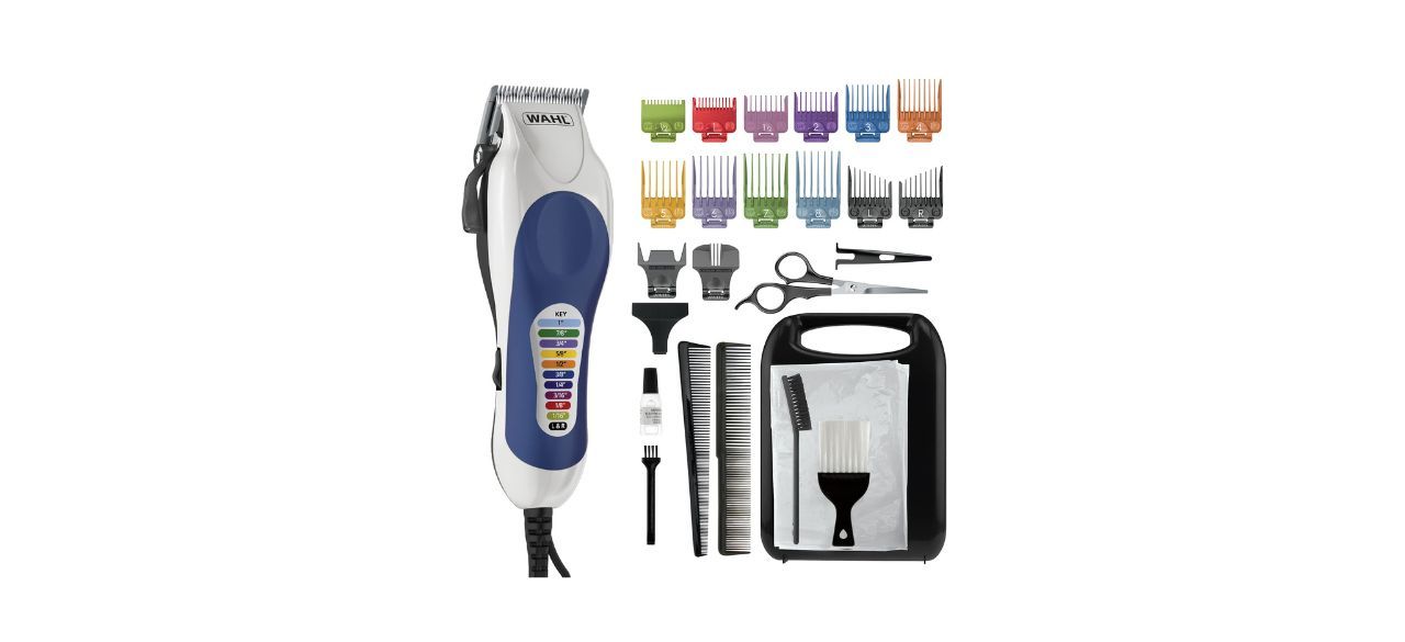 Corded hair clippers with accessories and storage bag