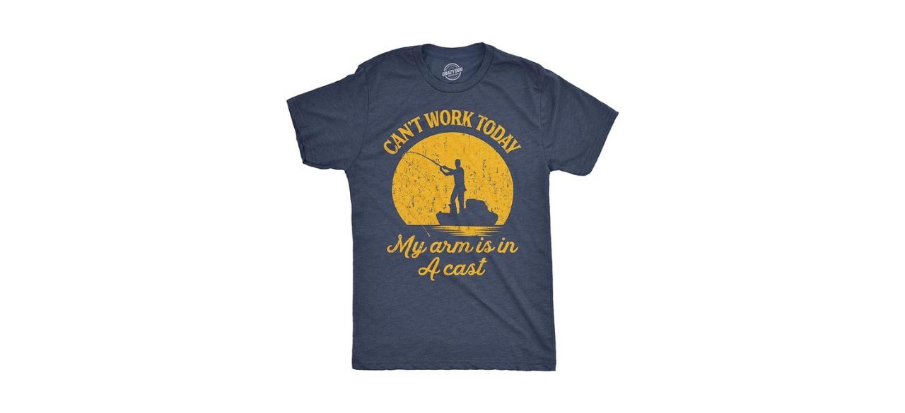 Crazy Dog Men's I Can't Work Today My Arm is in a Molded Fishing T-Shirt