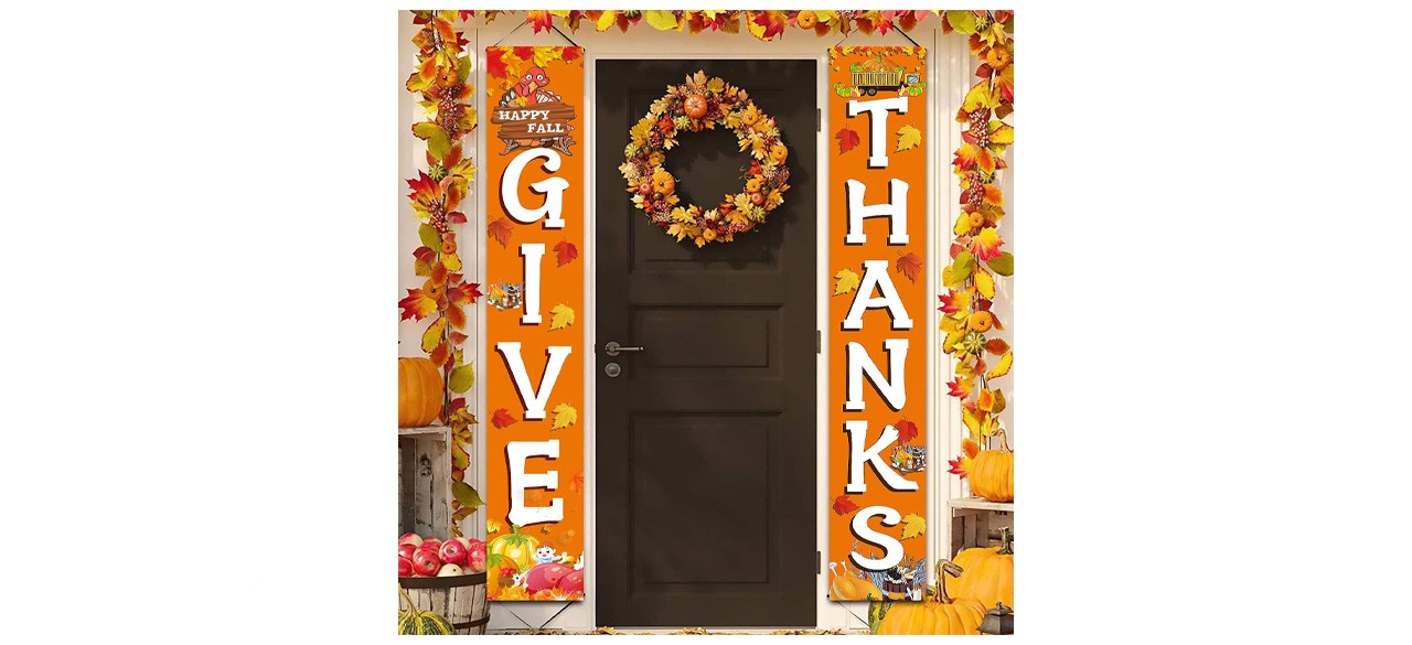 Fecedy Give Thanks Hanging Banner