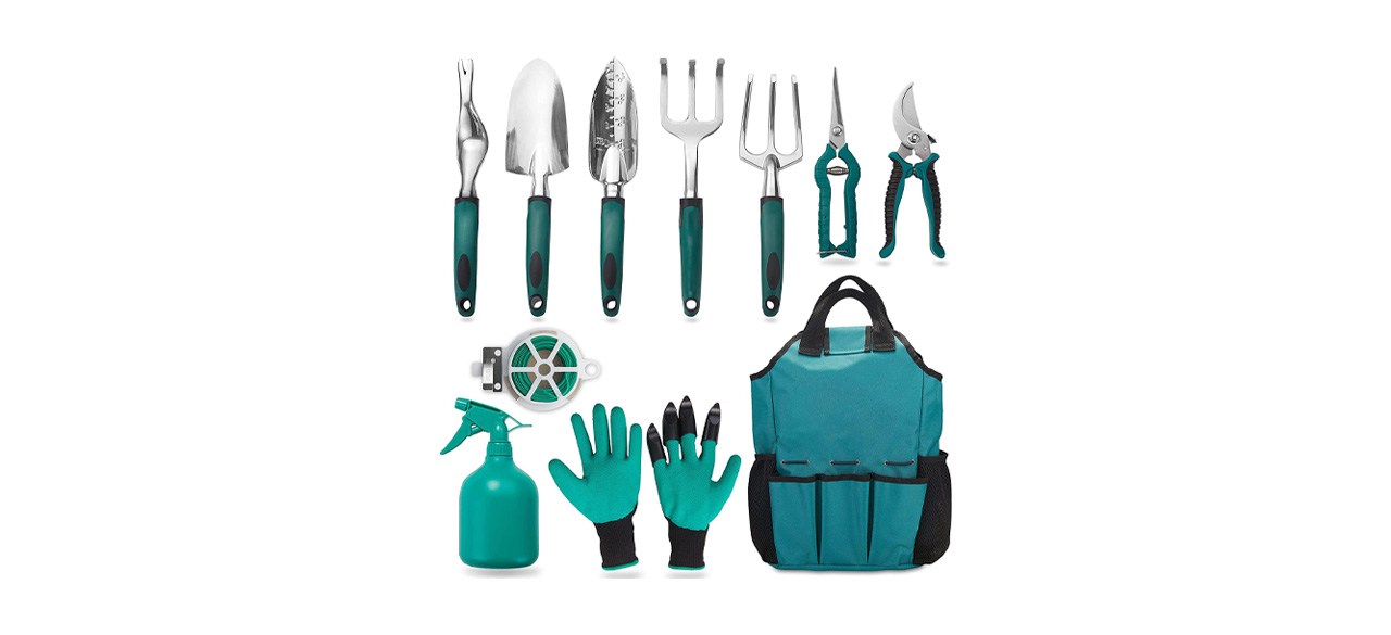 Garden tool set on white background