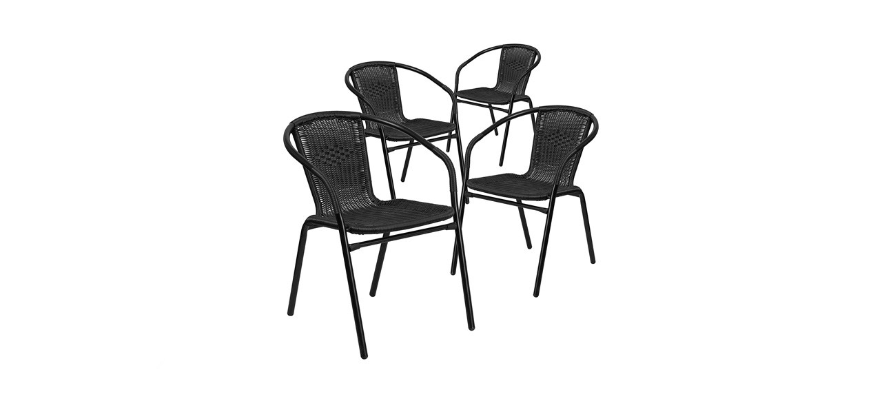 best Flash Furniture Black Rattan Indoor-Outdoor Stack Chairs