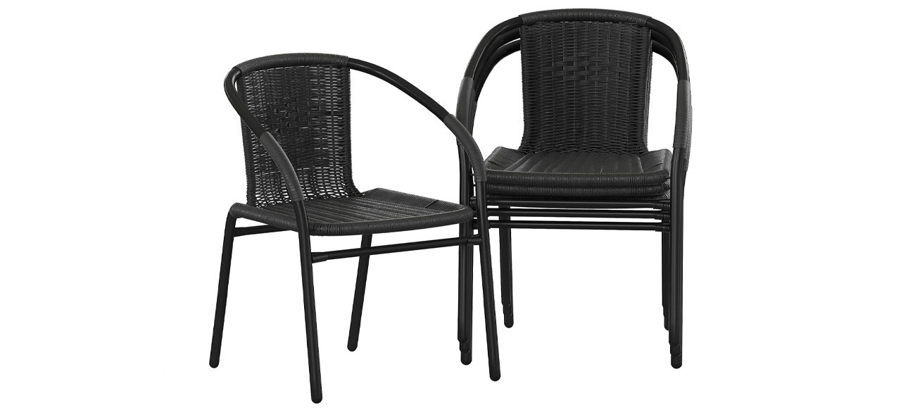 Flash Furniture Lila Modern Rattan Indoor/Outdoor Stackable Dining Chairs