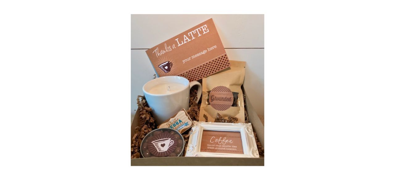 RusticZebraBoutique Coffee Gift Basket with coffee-themed items