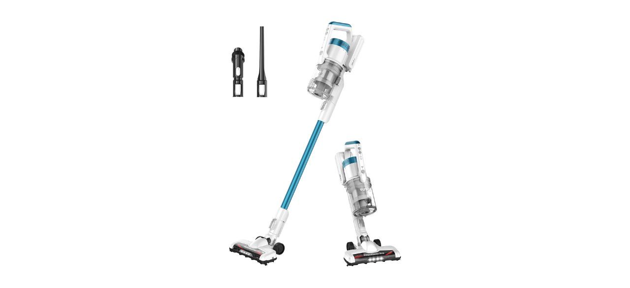 Eureka RapidClean Pro Lightweight Cordless Vacuum and accessories on white background