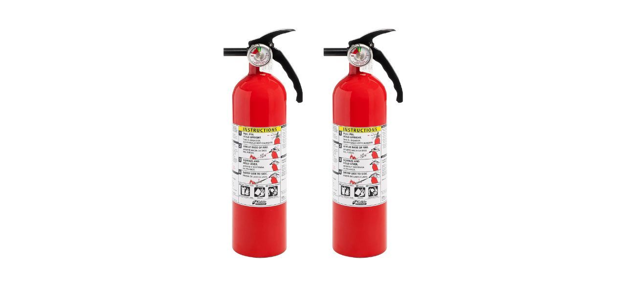 a 2-pack of red fire extinguishers