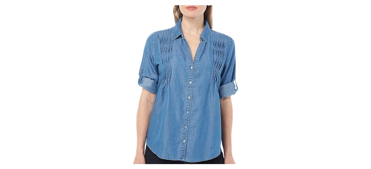 Gloria Vanderbilt Womens Giselle Chambray Top