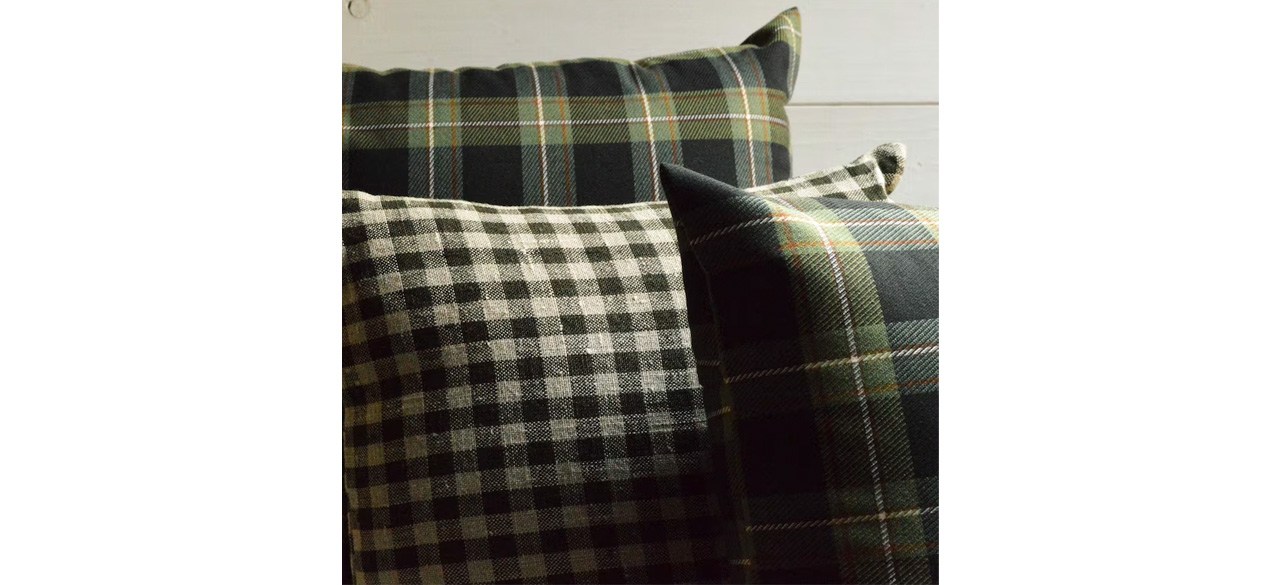 Best disirlab Green and Red Tartan Print Pillow