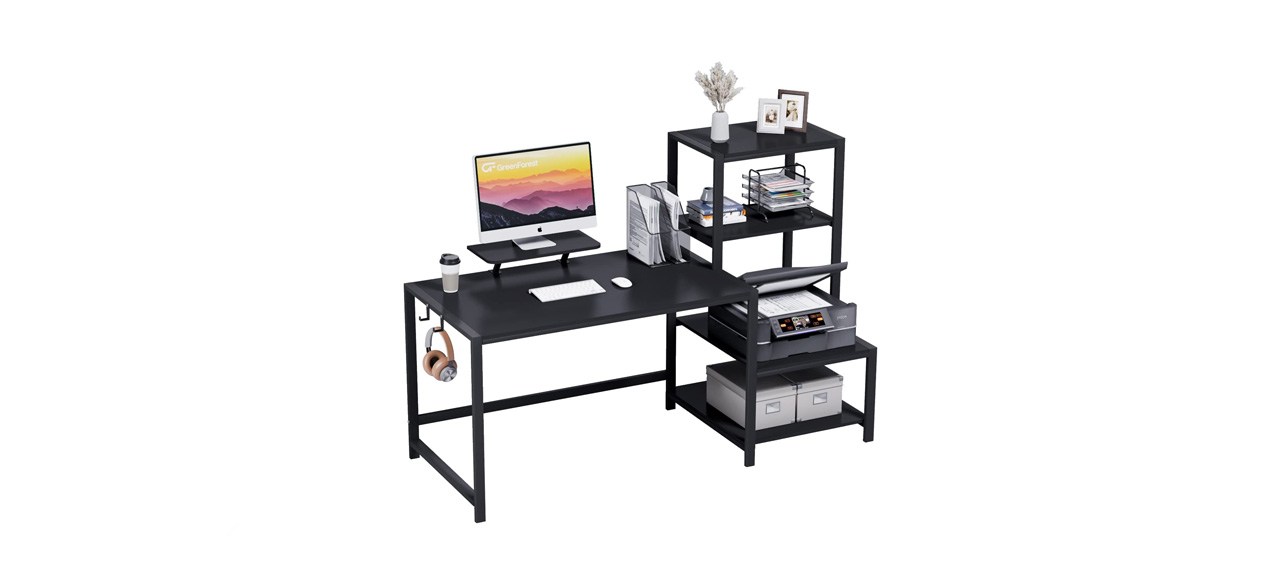 best GreenForest 59-Inch Computer Desk With Storage Printer Shelf