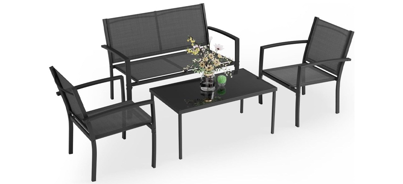 best Greesum Four-Piece Patio Outdoor Conversation Set