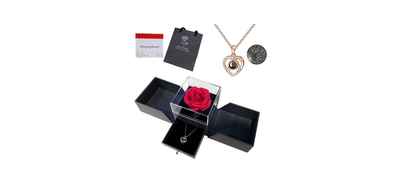 Best Handmade Preserved Rose Gift Box with Forever Rose and Necklace