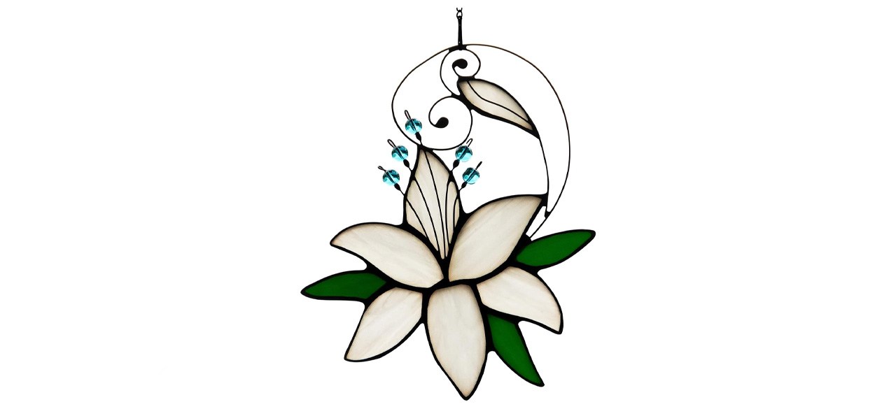 Haosum Lily Flower Stained Glass Window Hangings Suncatcher